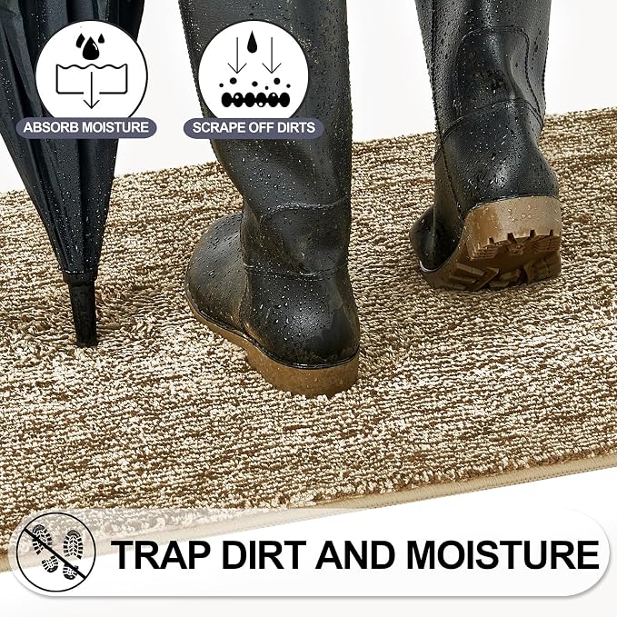 REFETONE Indoor Doormat, Front Door Mat 20"x32" Absorbent Rubber Backing Non - Image 4