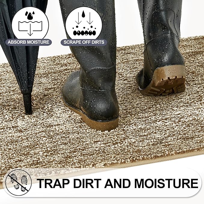 REFETONE Indoor Doormat, Front Door Mat 36"x59" Absorbent Rubber Backing Non - Image 5