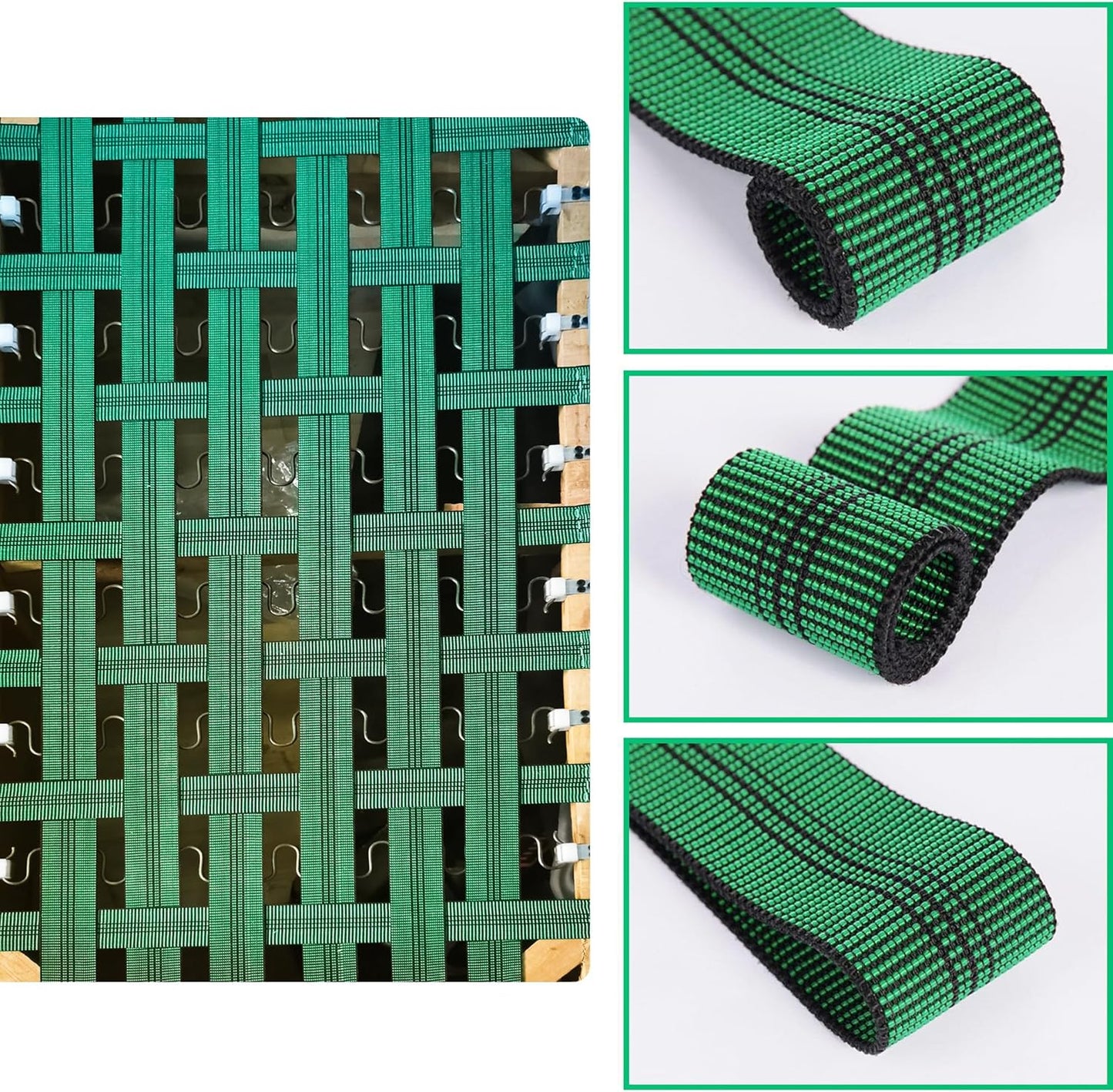 2 Rolls Webbing Band Replacement for Chair, Couch, Sofa, Upholstery Seater Repair Material, Elastic, Latex, Stretchy Webbing Belt/Strap for Lawn Chair (Each Roll 6 Yard)