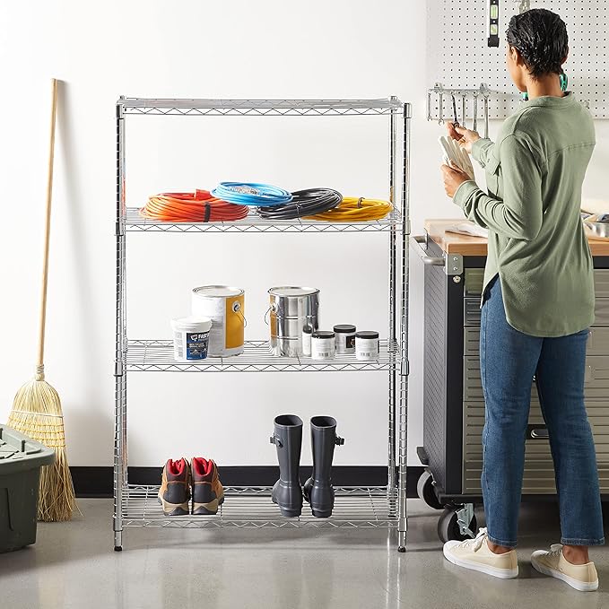 Amazon Basics 4-Shelf Adjustable Heavy Duty Steel Wire Rack Storage Shelving - Image 6