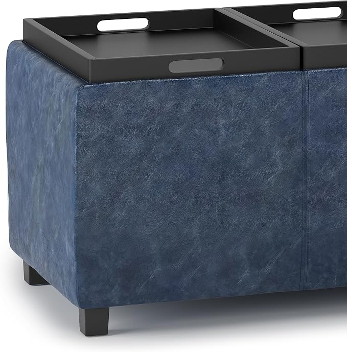 SIMPLIHOME Avalon 42 inch Wide Contemporary Rectangle Storage Ottoman in Denim - Image 8