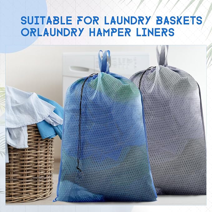 6 Pack 24 x 36 Inches Blue Mesh Laundry Bag - Image 5
