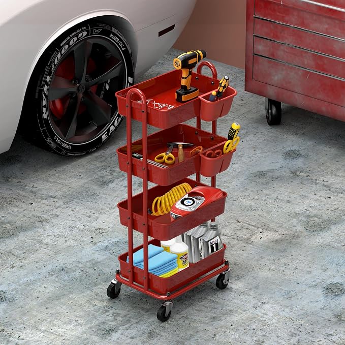 Simple Houseware 4-Tier Multifunctional Rolling Utility Cart - Image 5
