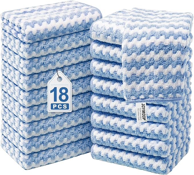 JOYMOOP Microfiber Cleaning Cloths – 18 Pack, Super Absorbent Towels by JOYMOOP