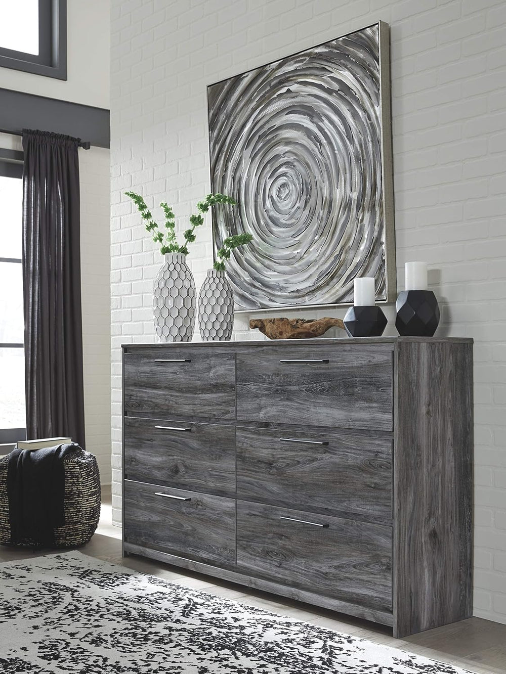 Signature Design by Ashley Baystorm 6 Drawer Bedroom Dresser, Smoky Gray