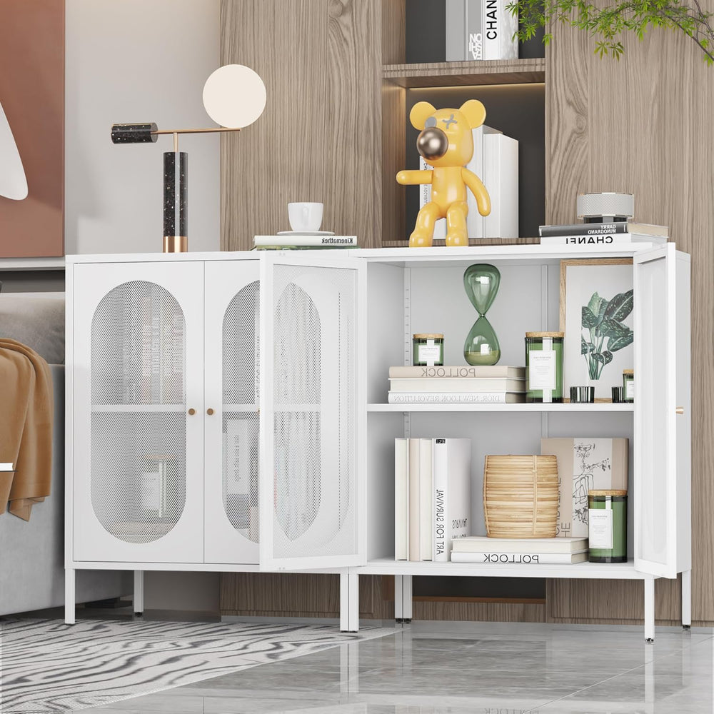 2 Door Accent Cabinet,Metal Storage Cabinet with Adjustable Shelf,Buffet Side...