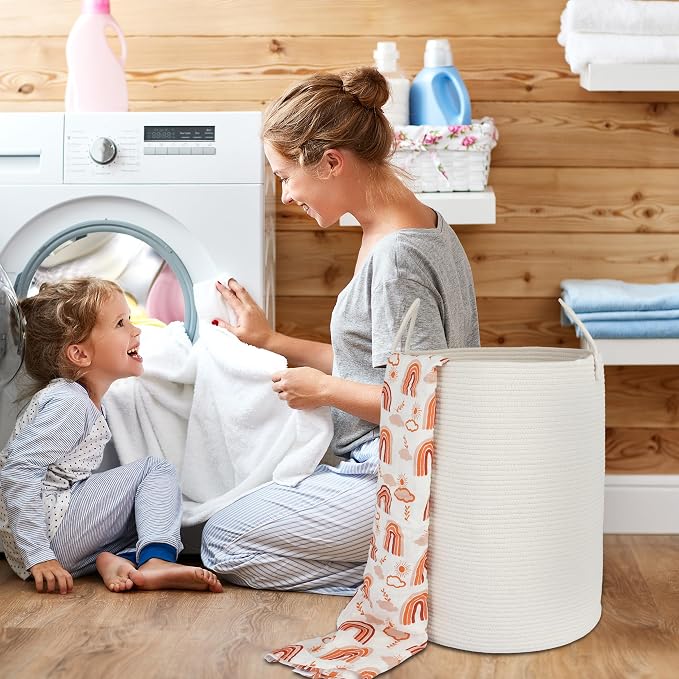 Cotton Rope Laundry Basket Hamper - Image 4