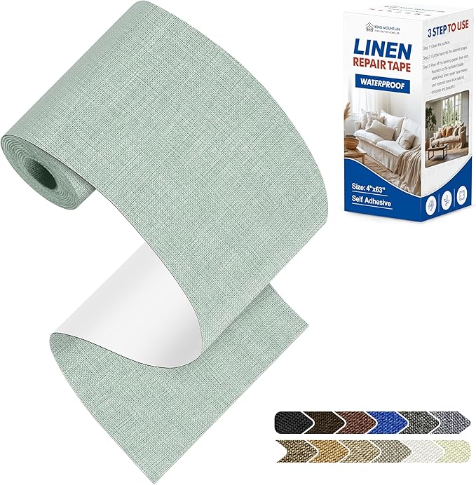 KING MOUNTAIN Linen Repair Patches, Self-Adhesive Fabric Patches, 4 X 63 inch by ForABetterHomeLife