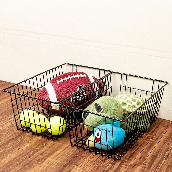 SANNO Freezer Baskets Wire Storage Baskets Closet Baskets Bin Farmhouse - Image 4