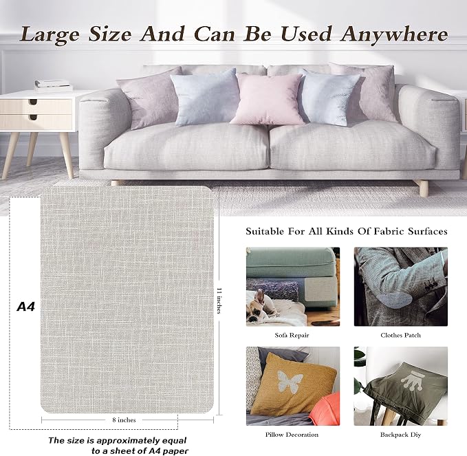 Fine Linen Repair Patches, Self-Adhesive Linen Fabric Patches, 8X11 inch 2 PCS - Image 4