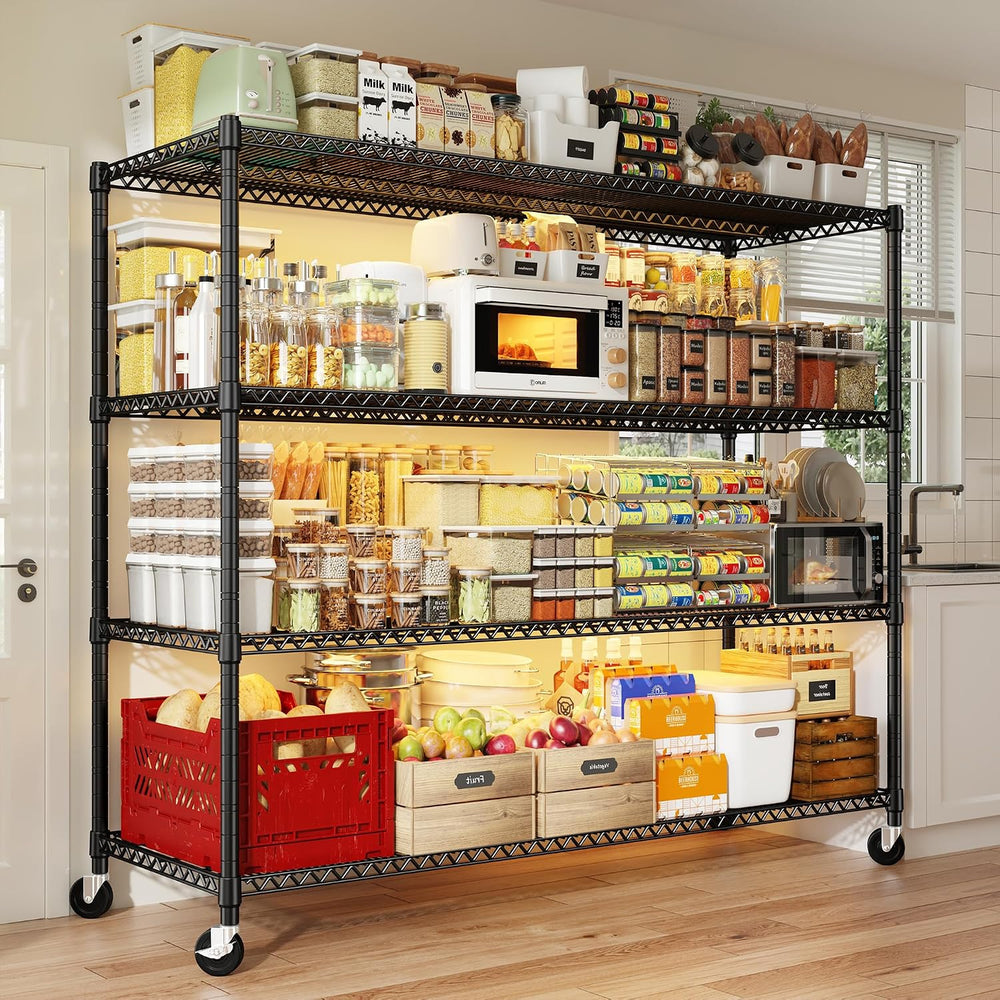 REIBII 60''W Storage Shelves 2399LBS Metal Shelving Unit with Wheels ...