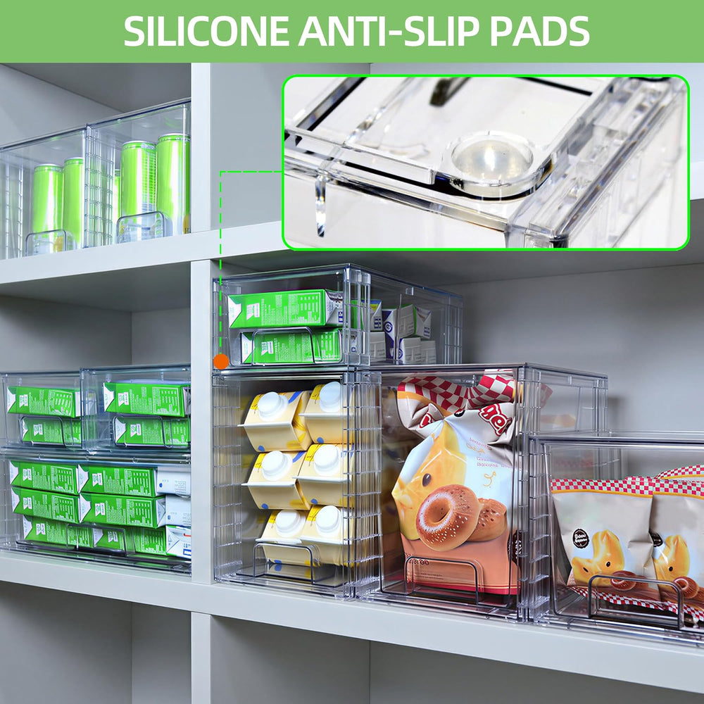 Clear Stackable Acrylic Storage Drawers(4 Pack), Plastic Organizer Bins with ...