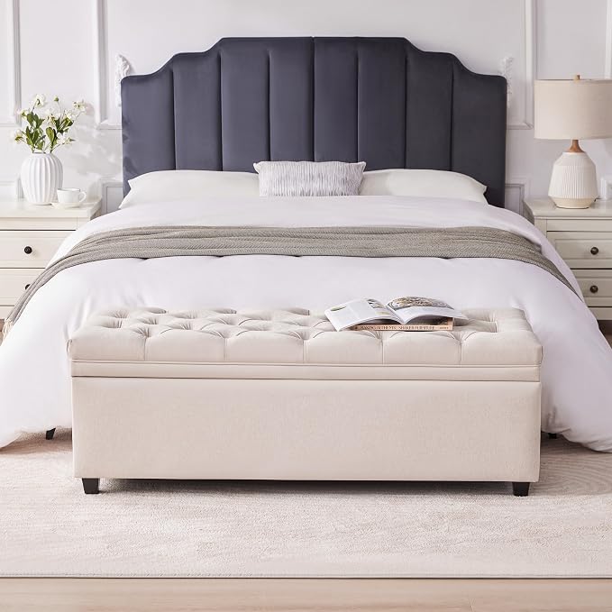 50" Storage Ottoman Bench, Tufted Ottoman - Image 8