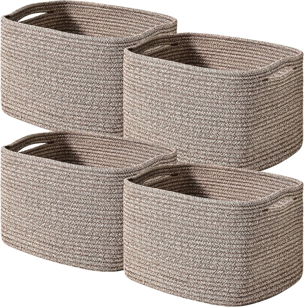 Storage Baskets for Shelves Organizing, Woven Cotton Rope Baskets for Storage