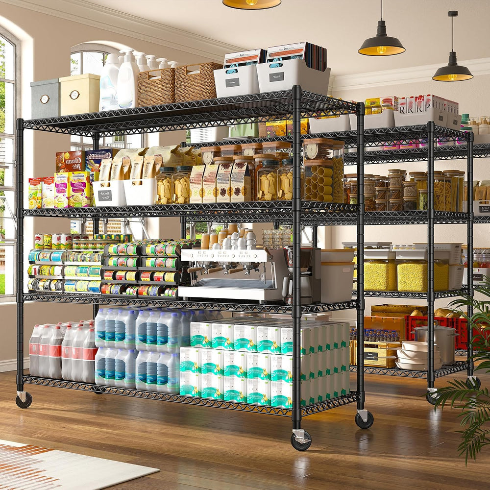 REIBII 60''W Storage Shelves 2399LBS Metal Shelving Unit with Wheels ...