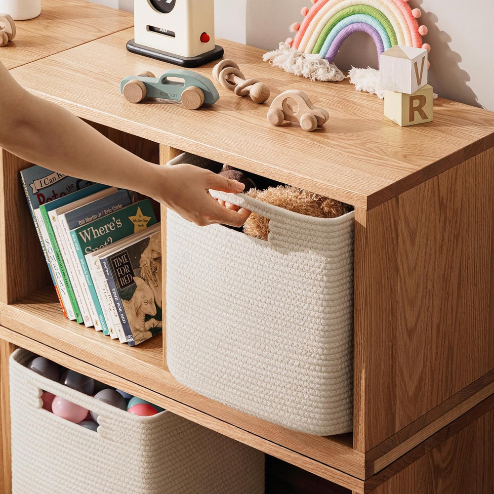 UBBCARE Set of 3 Cotton Rope Basket 13 X 13 X 13 Inches, Woven Storage Basket...