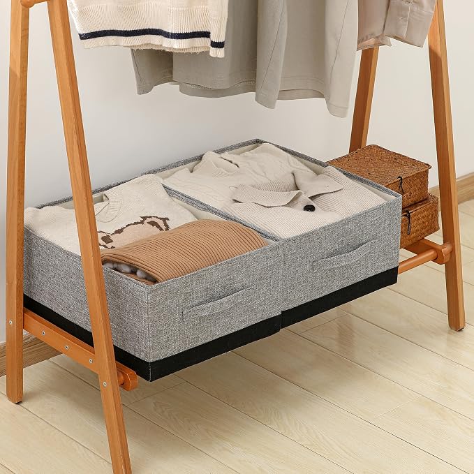 Linen Folding Storage Bins, 3 Pack Large Storage Baskets, Clothing Storage Bins - Image 7
