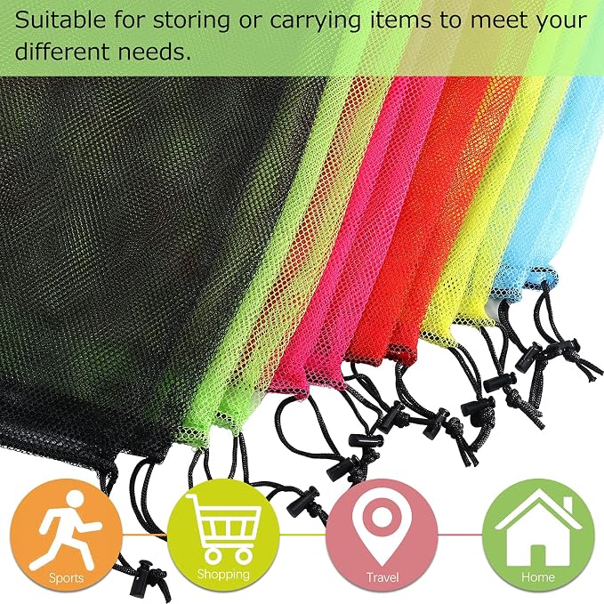12Pcs Mesh Laundry Drawstring Bag, Nylon Drawstring Gym Bag - Image 4