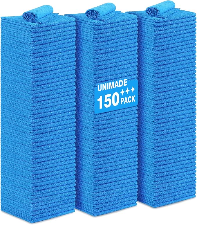 Shop Towels Rags, 150 Pack Reusable Shop Rags Bulk Microfiber Cleaning Cloth by Unimade