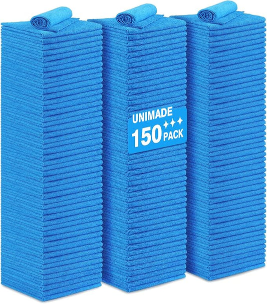 Shop Towels Rags, 150 Pack Reusable Shop Rags Bulk Microfiber Cleaning Cloth by Unimade