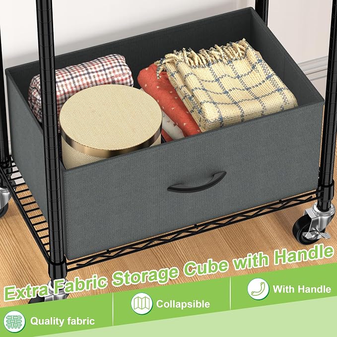 Clothes Rack with Drawers, Freestanding Rolling Garment Rack - Image 7