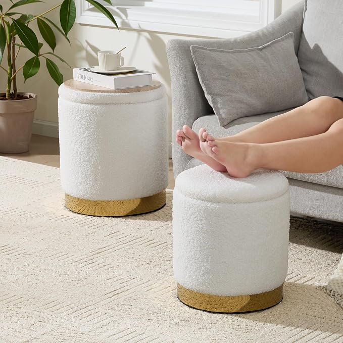 Royal Windsor Boucle Round Ottoman - Image 8