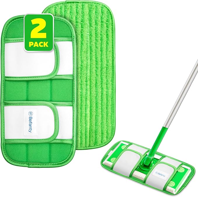 2 Pack Reusable Microfiber Mop Pads, Compatible by BEFANTY