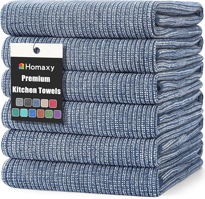 Homaxy Premium Kitchen Towels, Large Cotton Kitchen Hand Towels, Flat and Terry by Homaxy