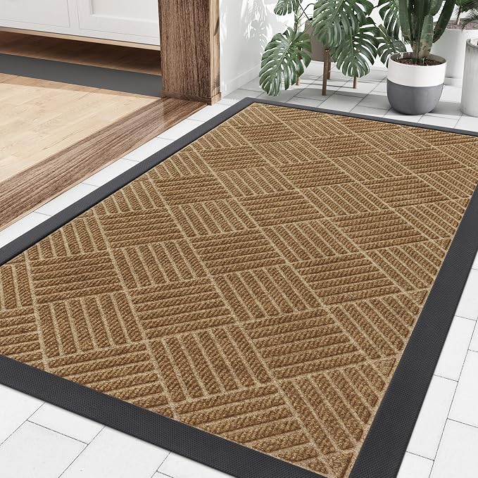 Smiry Front Door Mat Outside Entrance, Heavy Duty Outdoor Indoor Natural Rubber by Smiry