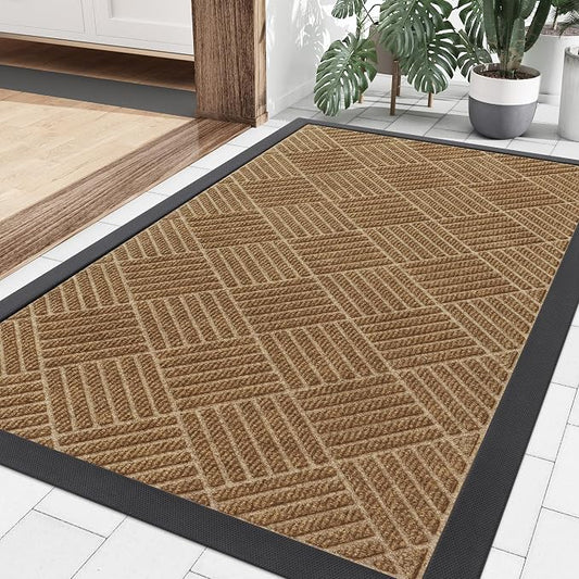 Smiry Front Door Mat Outside Entrance, Heavy Duty Outdoor Indoor Natural Rubber by Smiry