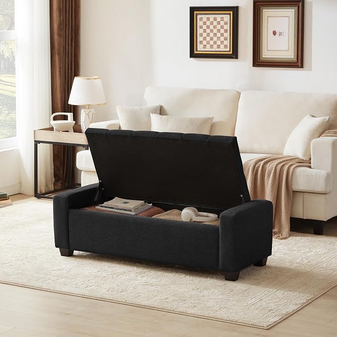 48" Ottoman with Storage, Upholstered Entryway Bench with Seating - Image 5