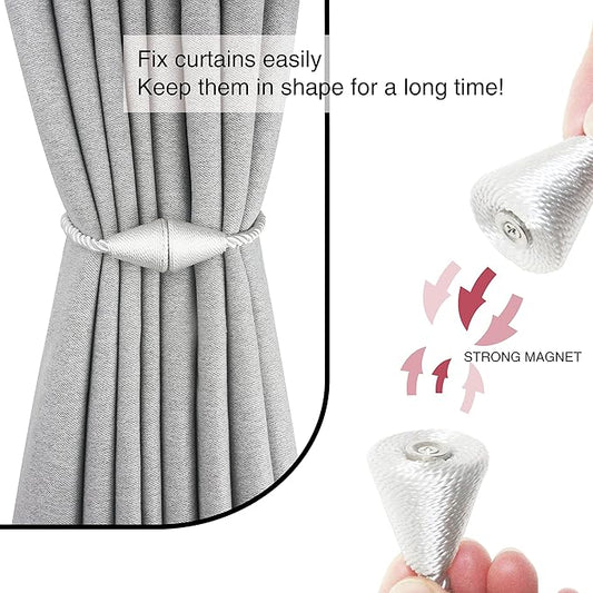 4 Pack Magnetic Curtain Tiebacks Rope Modern Handmade Curtain Tie Backs - Image 2