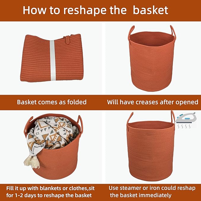 Cotton Rope Laundry Basket Hamper - Image 6