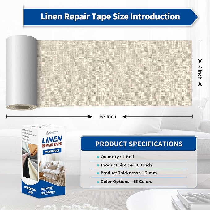 KING MOUNTAIN Linen Repair Patches, Self-Adhesive Linen Fabric Patches - Image 4