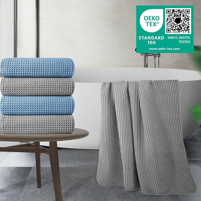 POLYTE Microfiber Oversize Quick Dry Lint Free Bath Towel, 60 x 30 in, 4 Pack - Image 2