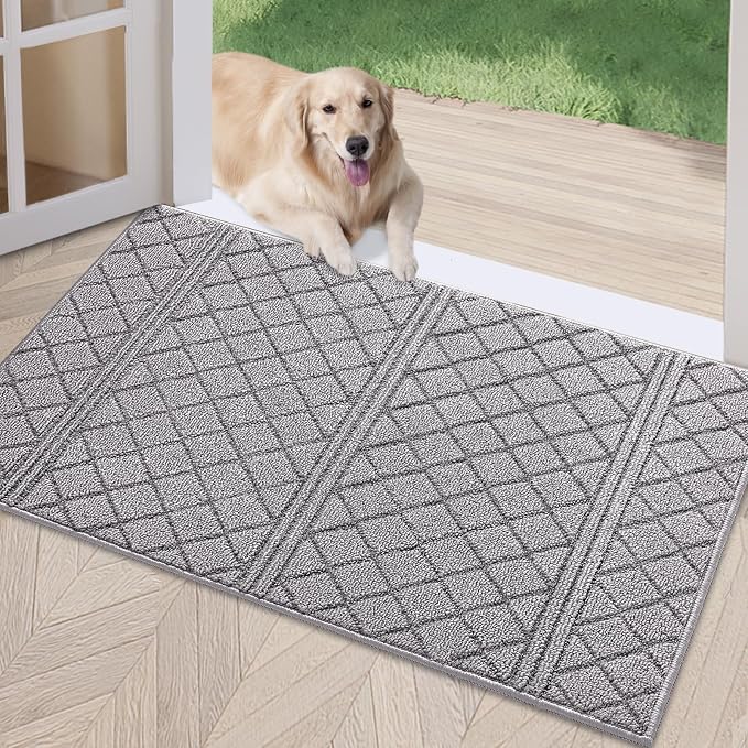 REFETONE Indoor Doormat, Front Back Door Mat 24"x36" Absorbent Rubber Backing by Refetone