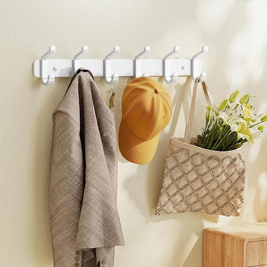 Coat Rack Wall Mounted Heavy-Duty: Metal Coat Hanger 6 Hooks - Image 2