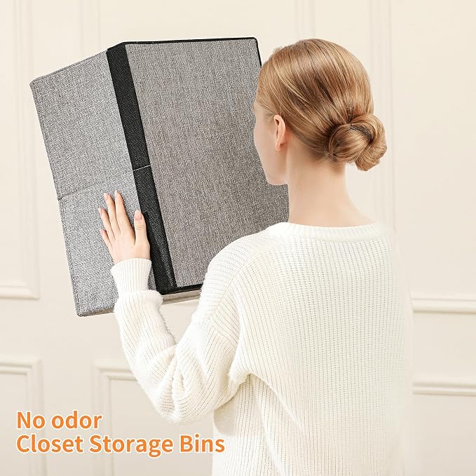 Linen Folding Storage Bins, 3 Pack Large Storage Baskets, Clothing Storage Bins - Image 6