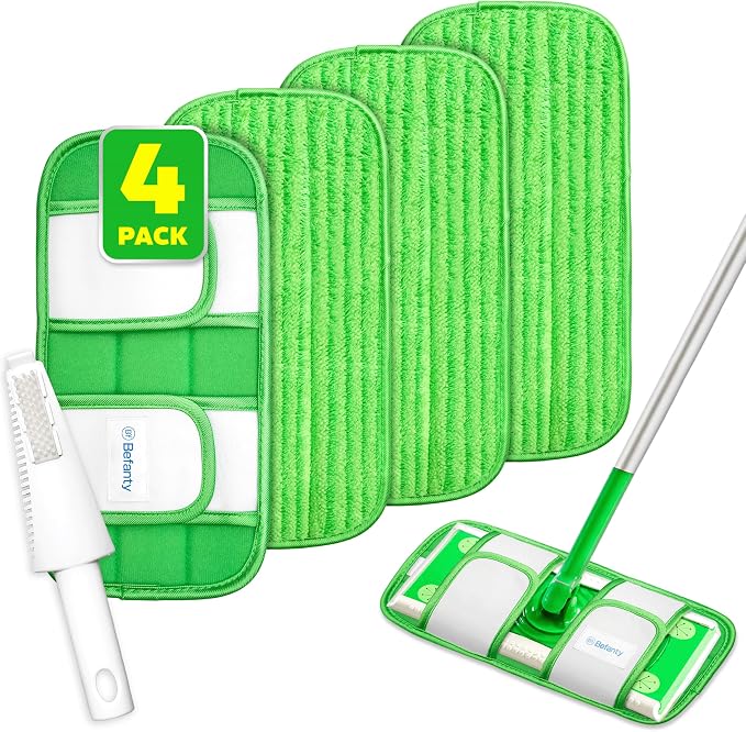 4 Pack Reusable Microfiber Mop Pads, Compatible by BEFANTY