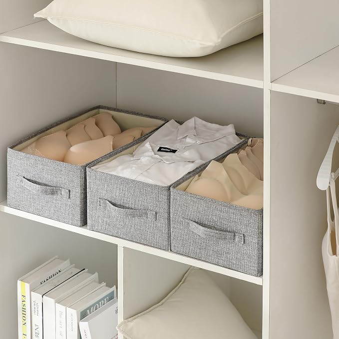 Linen Folding Storage Bins, 3 Pack Large Storage Baskets, Clothing Storage Bins - Image 4