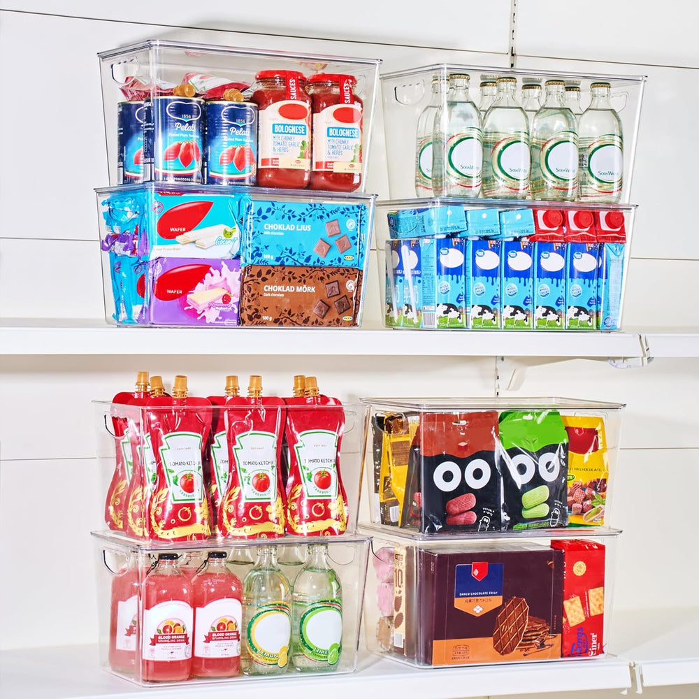 theaoo XLarge Clear Storage Bins with Lids, Stackable Containers, 6 Pack