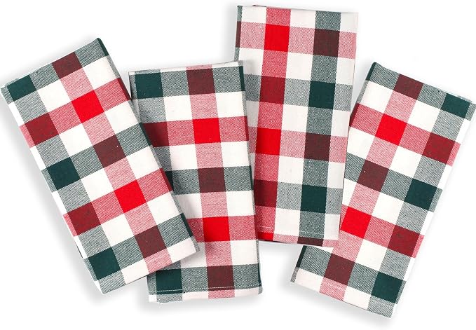 Native Fab Gingham Check Kitchen Towels 4 Pack 16x26 Inches - Image 6