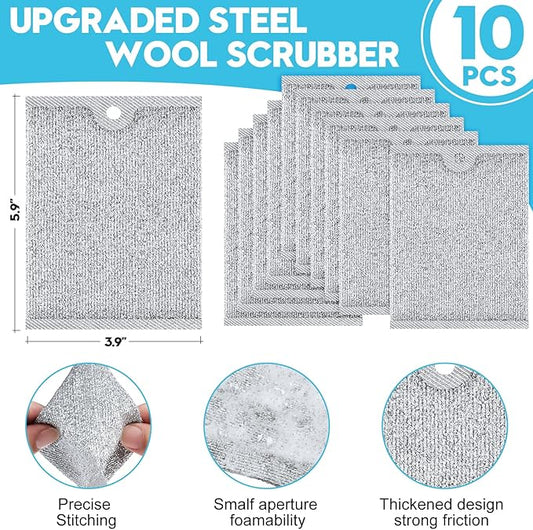 Steel Wool Scrubber, Wire Dishwashing Rags, Wet & Dry - Image 2