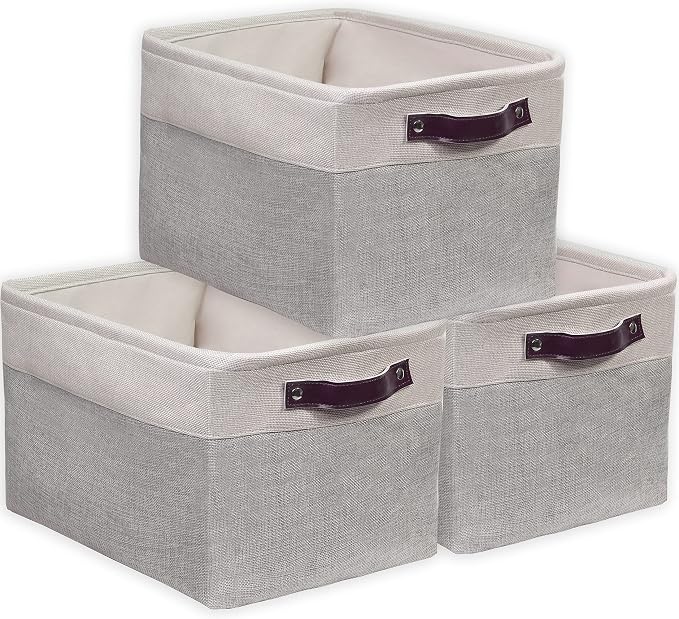 SIMPLE HOUSEWARE Large Fabric Storage Bin, 3 Pack - Image 9