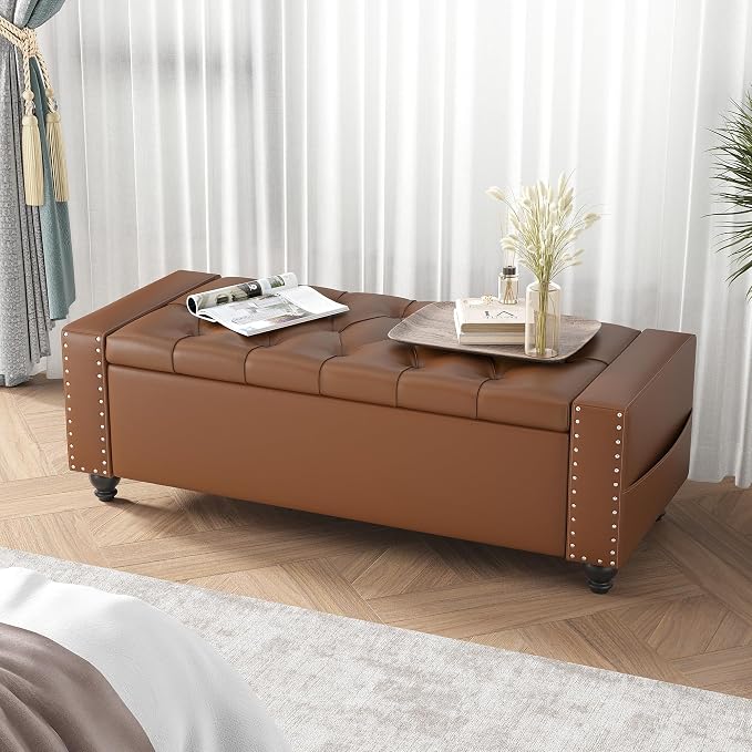 Maupvit Storage Ottoman Bench, 49 Inch Bedroom Bench, Upholstered Ottoman - Image 6