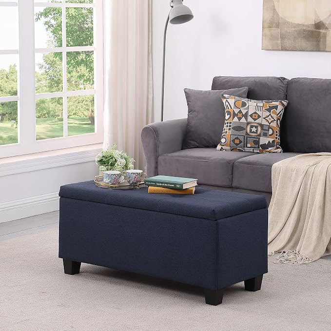 Set of 3 Hinged Storage Ottoman, End of Bed Bedroom Bench Window Bench - Image 4
