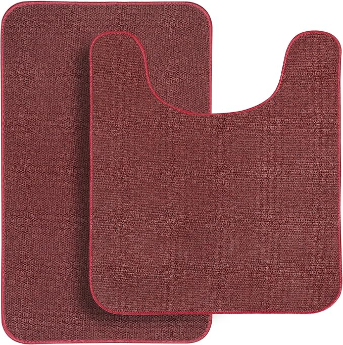 Bathroom Rugs Set 2 Pieces, Thin Bathroom Mats, Toilet Rugs, Quick Dry by BosapDirect