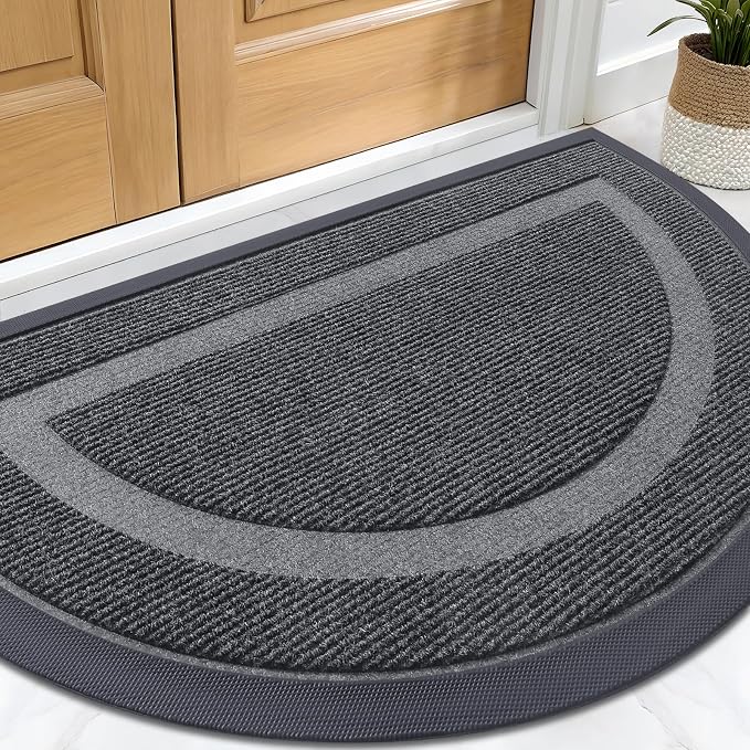 OLANLY Half Circle Door Mat Indoor Outdoor Entrance Welcome, Waterproof by OLANLY