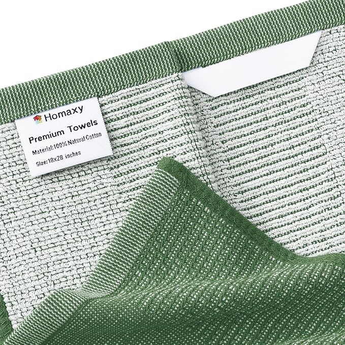 Homaxy Premium Kitchen Towels, Large Cotton Kitchen Hand Towels, Flat and Terry - Image 2