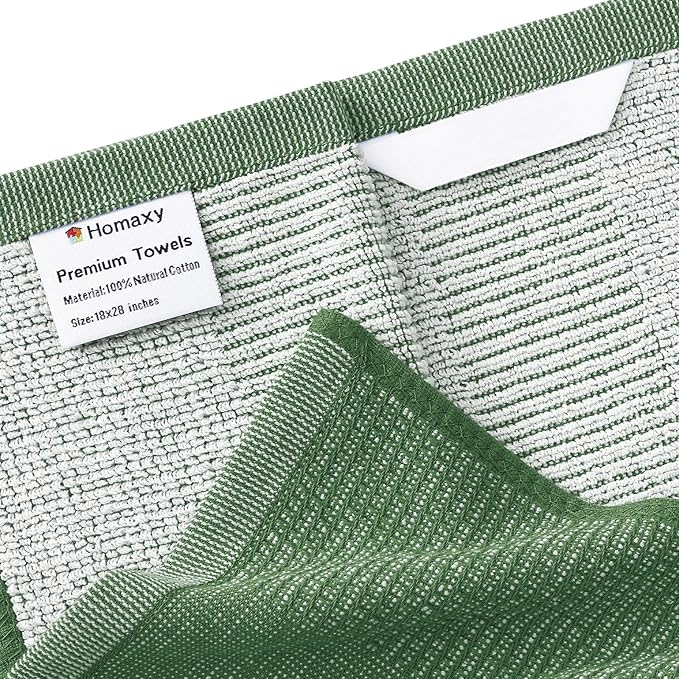 Homaxy Premium Kitchen Towels, Large Cotton Kitchen Hand Towels, Flat and Terry - Image 2